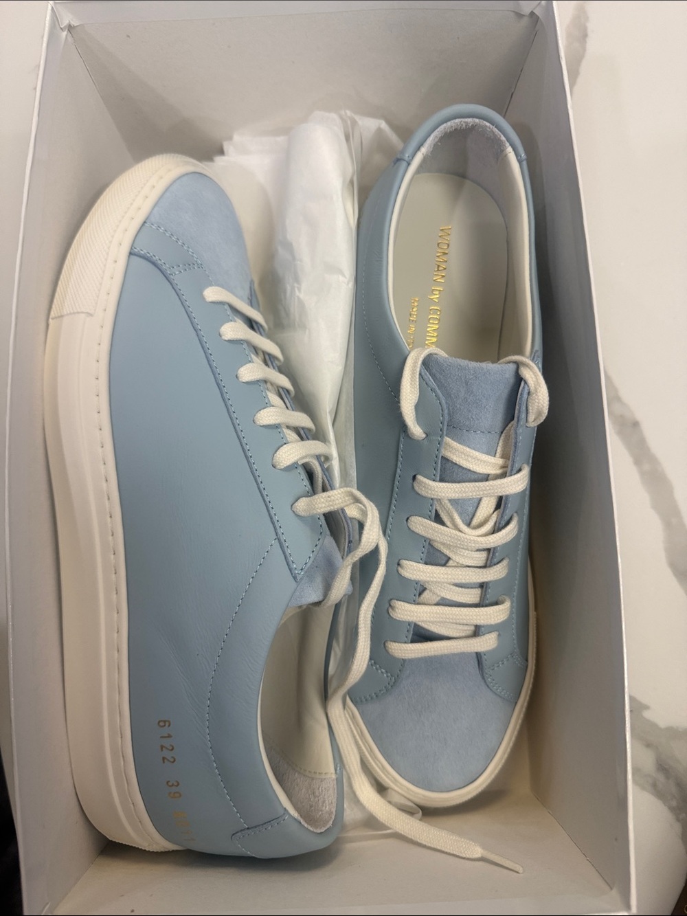 Women’s common projects Light Blue Leather Sneakers - Casual Lace-Up